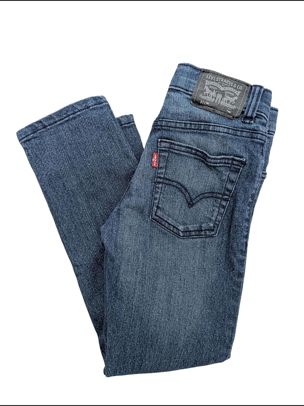 Levi's 511 Kids 6/7 Dark Blue Denim Jeans: Classic Five-Pocket Straight Leg